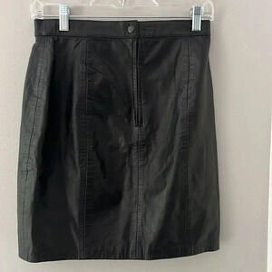 IOU Genuine Leather Black High Waist Pencil Vintage Skirt Size 11